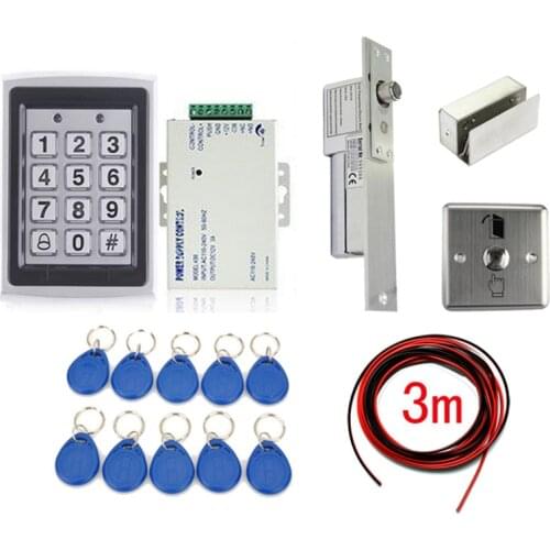 Full RFID Door Access Control System Kit Set Electric Bolt Lock + Access Control Power Supply + Proximity Door Entry keypad