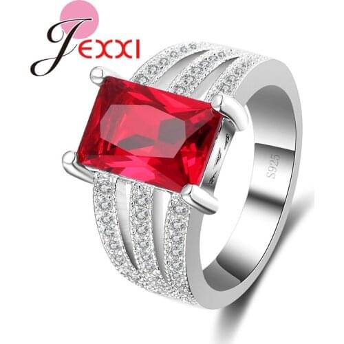 Luxury Big Cubic Zircon Wedding Rings Stamped Silver Fashion Bands Jewelry Engagement Ring Lady