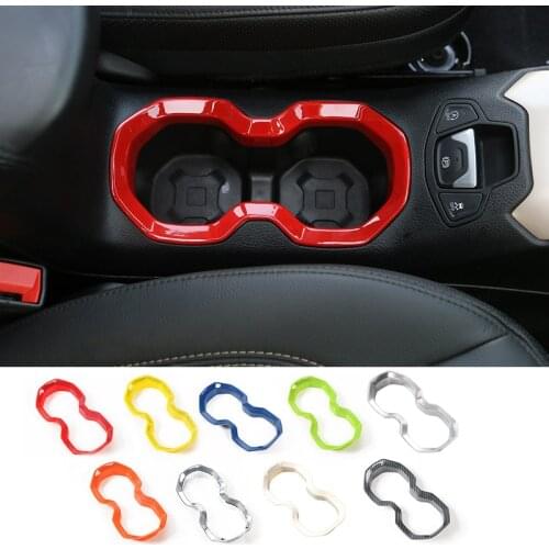 SHINEKA Car Styling Warter Cup Holder Decorative Cover Frame Trim Stickers Fit for Jeep Renegade 2015+ Interior Accessories