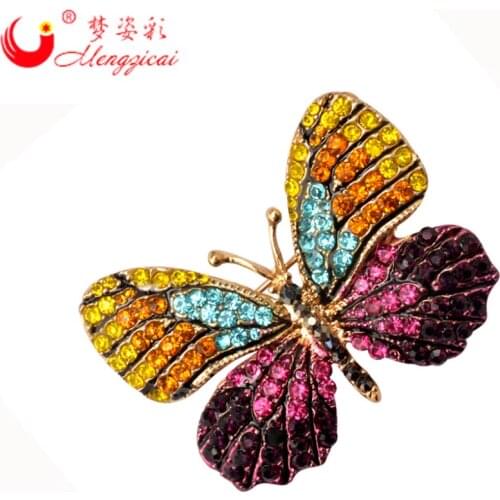 Sparkling Luxury Colorful Butterfly Brooches Pins Mujer Strass Rhinestone Brosh Brosche Women Dress Wedding Bridal Brooch Pin
