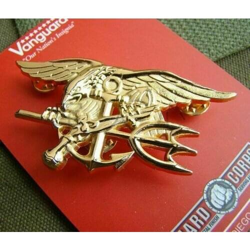 Outdoors Military US Navy Seal Eagle Anchor Trident Metal Badge Insignia Golden armyshop2008