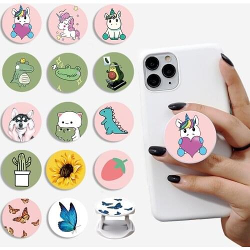 Universal Mobile Phone Holder Cute Cartoon Unicorn Phone Expanding Stand Finger Ring Holders For iPhone Phone Brackets Kickstand