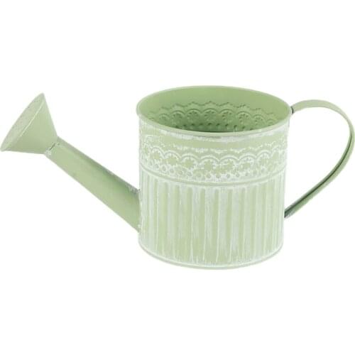 Pitcher Vase Plant Growth Tin Flower Bucket Green Home Decoration With Drain Hole Tabke Ornament Iron Metal Planter