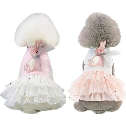 Pet Spring Summer Princess Skirt Cute Rabbit on Top Sweety Princess Dress Small & Medium Dogs Cool Dress Pet Accessories