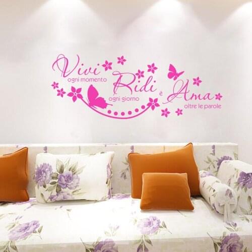 Italian Quote Vivi Ogni Momento Vinyl Wall Stickers Wall Art Decal Wallpaper Living Room Home Decor Poster House Decoration