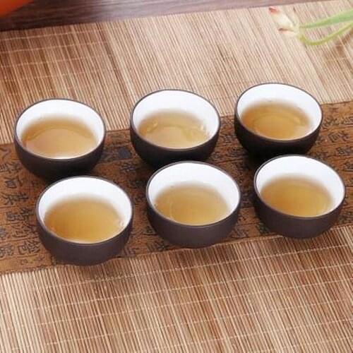 NEWYEARNEW 6piece/lot Purple Clay Teacups Ceramic Retro Tea set Single Cup Tureen of Tea Set Business Gift Teaware Set