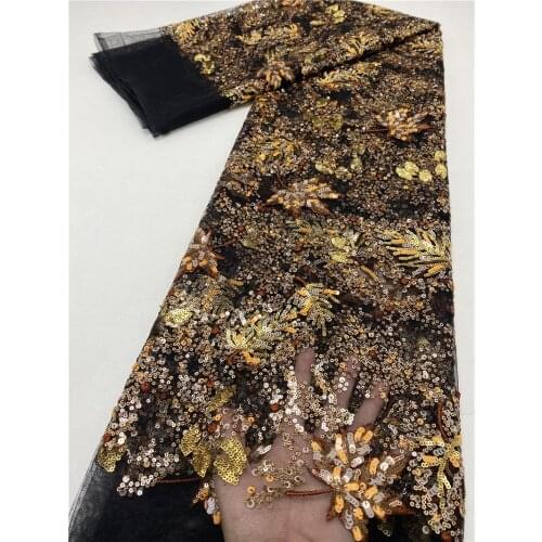 XIYA African Lace Fabric Embroidered Nigerian Wedding High Quality 2021 French Sequins Mesh Tulle Lace Fabric NI5028-2