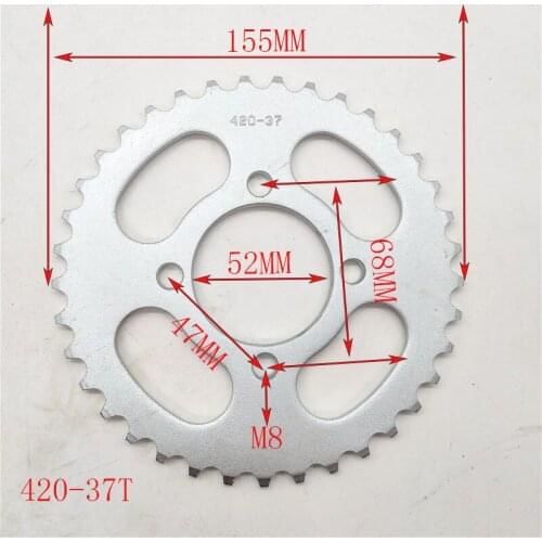 420 37T 52mm Rear Chain Sprocket for 110CC 125CC ATV Quad Pit Dirt Bike Motorcycle Rear Chain Sprocket
