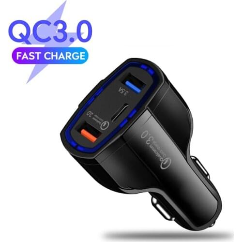 QC 3.0 USB C Car Charger Quick Charge 3.0 Auto Fast Charger Adapter Hammer 3 USB-C Portable Type C Car Charger for iPhone Xiaomi