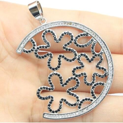 55x25mm SheCrown Big Swan Created Blue Aquamarine Tourmaline For Women Engagement Silver Pendant Eye Catching