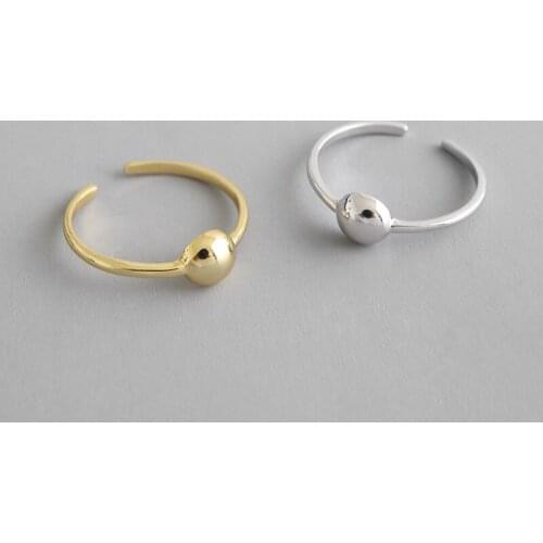 Minimalist 100% 925 sterling silver bead womens rings finger fine jewelry, fashion gold color adjustable ring best friend gift