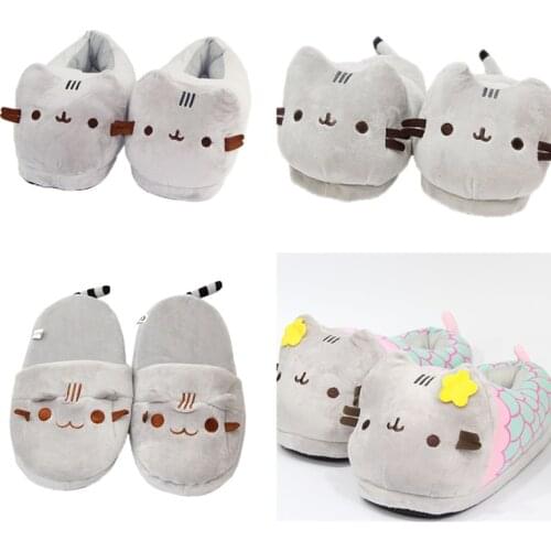 HKSNG Winter Warm Cartoon Pig Totoro Cat Unicorn Bear Indoor Slippers Couples Antiskid Homewear Rabbit Plush Shoes