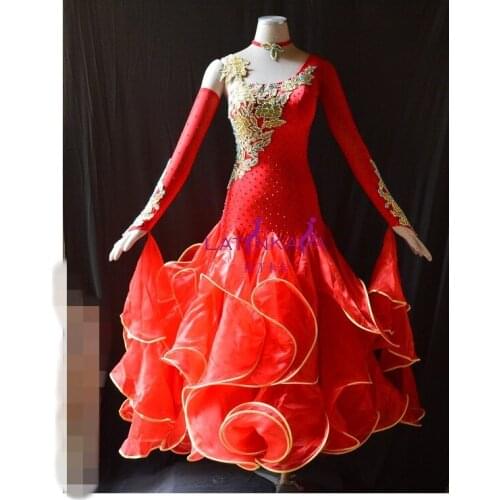 0508 Standard Black Ballroom Dresses Women New Arrival Flamenco Waltz Dancing Costume Ladys Ballroom Competition Dance Dress