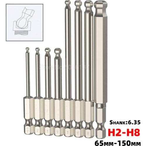 1x 1/4" Hex Shank Ball Bit Screwdriver Drill Bits Screw Driver Magnetic Spherical End Set Metric Allen Long Head S2 Steel