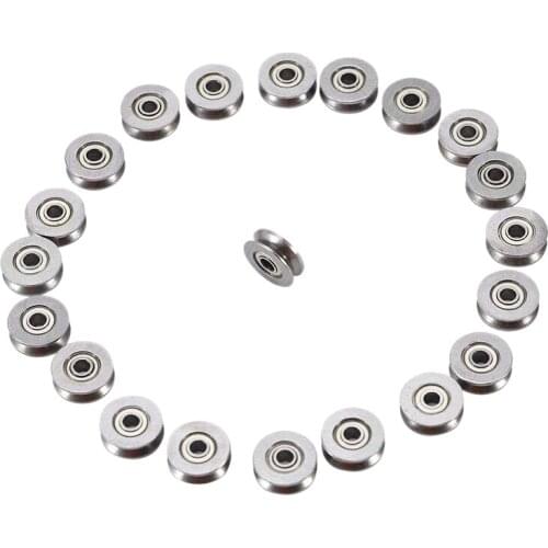 20Pcs V Groove Bearing 3X12X4mm Carbon Steel Durable V Groove Ball Bearing Pulley for Rail Track Linear Motion Systems