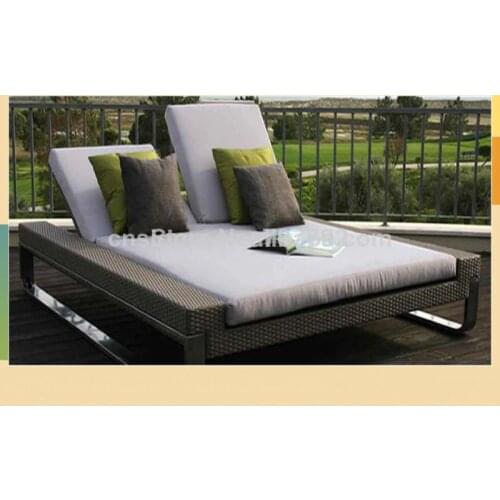 2014 Hot Sale Luxury Modern Outdoor Double Rattan Sunny Lounger Daybed