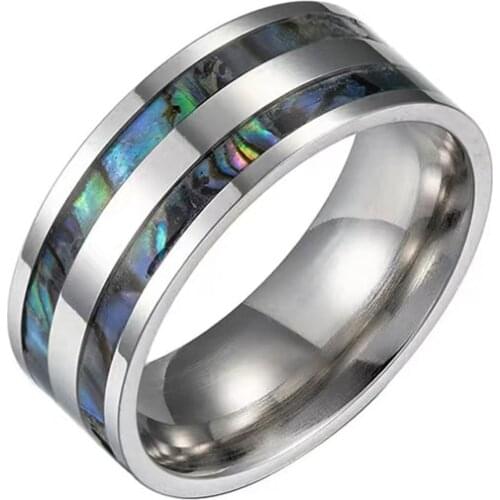 2021 Colorful Shell Ring Smooth Woemn Man Boho Gothic Stylish Jewelry Round Stainless Steel Finger Rings Vintage Unique Trinket