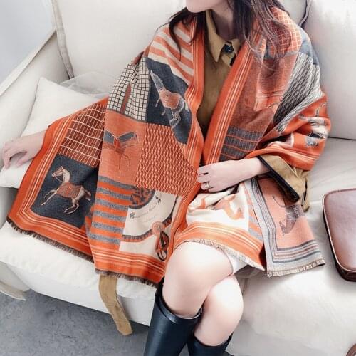 2019 Luxury Cashmere Scarf For Women Winter Poncho Pashmina Shawl Warm Scarfs Female Long Shawls and Wraps Neck Scarves For Lady