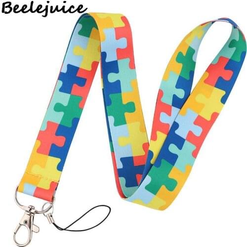24pcs Autism Labyrinth lattice Lanyard Keys Phone Holder Funny Neck Strap Keyring ID Card DIY Animal webbings ribbons Hang Rope