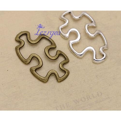 30pcs/lot--30x18mm, Antique silver plated/bronze plated Puzzle Piece Charms,DIY supplies, Jewelry accessories