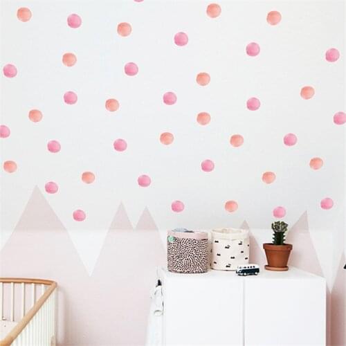 36Pcs/Set Watercolor Dot Wall Stickers for Kids Rooms Decoration Pink green color Dot Decal DIY Art wallpaper Home Bedroom Decor