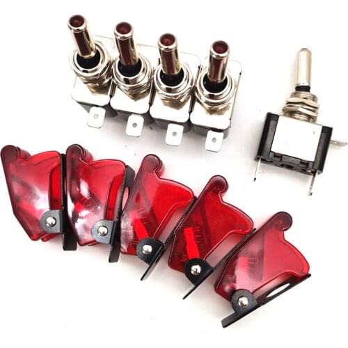 5Pcs 12V 20A Red Cover LED Rocker Toggle Switch SPST ON/OFF Car Truck Boat 2Pin