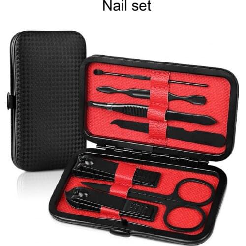 7Pcs/Set Portable Stainless Steel Black Manicure Pedicure Nail Clipper Nail Scissors Nail Manicuring Tool Nail Cutter Tool Set