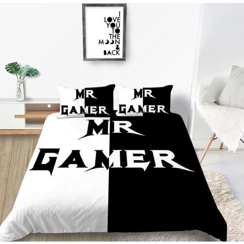 Black And White Bedding Set Single Fashionable Creative Duvet Cover Gamer Queen King Twin Full Double Unique Design Bed Set