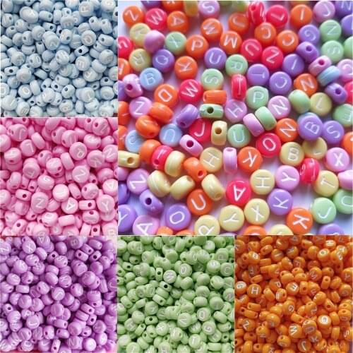 Color Acrylic Round Alphabet Spacer Beads Mixed White Letter Beads for Jewelry Making DIY Bracelets Accessories Material Charms