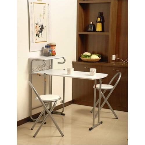 Japanese Style Home Free-installation Double Dinning Table Chair Eco-friendly Density Board Folding Desk Stool 1 Table+ 2 Chairs