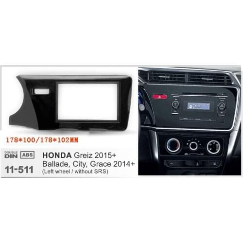 Double Din Car Audio Frame for HONDA CITY 2014 LHD UV black Dash mount kit adapter trim facia panel dashboard