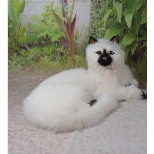 New big simulation black mouth cat toy polyethylene&furs lying cat model gift about 30x16x21cm 2905