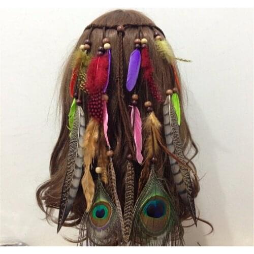 Indian Feather Head Jewelry For women Hiphop Bohemia Hairbands Female Hair Decoration Prom Headdress Tribal Gypsy Accessories