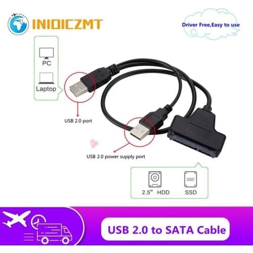 INIOICZMT USB 2.0 to Sata Cable USB 2.0 to 2.5inch HDD 7+15pin SATA Hard Drive For SATA SSD & HDD Adapter USB 2.0 Power Supply