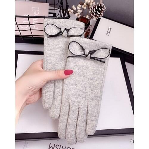 Cashmere wool gloves for womens thickened warm gloves women gloves hand gloves leather gloves long pink gloves