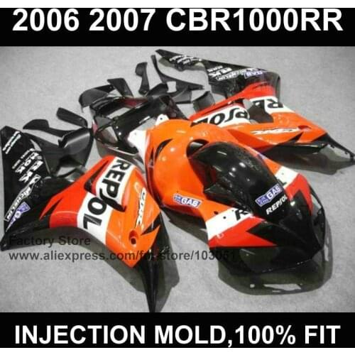 ABS Injection Motorcycle factory Fairings kits for HONDA 06 07 CBR 1000RR 2006 2007 CBR 1000 RR orange repsol fairing bodykits