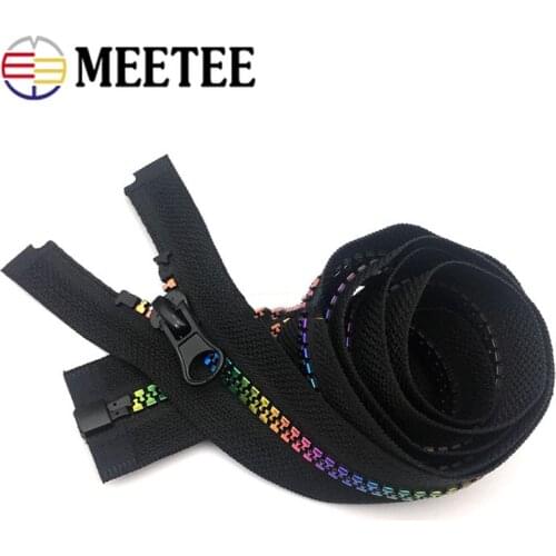 Meetee 2/5pcs 80cm 5# Resin Open-End Zipper Colorful Teeth Auto Lock Zips for Jacket Garment Sewing Zippers DIY Sew Accessories