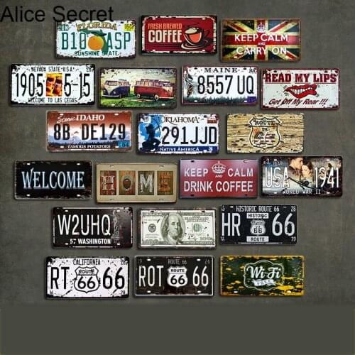 Car No. Metal License Plate Vintage Tin Sign Bar Pub Garage Decorative Metal Sign Metal Art Plaque 15x30cm