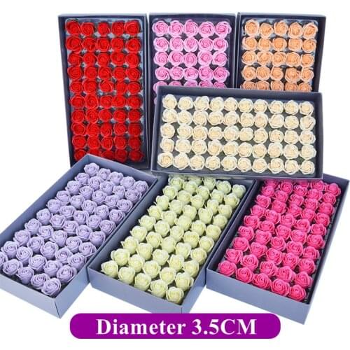 50PCS Mini Four Layer Rose Soap Flower Head Romantic Starry Wedding Valentines Day Gift Wedding Home Banquet Decoration