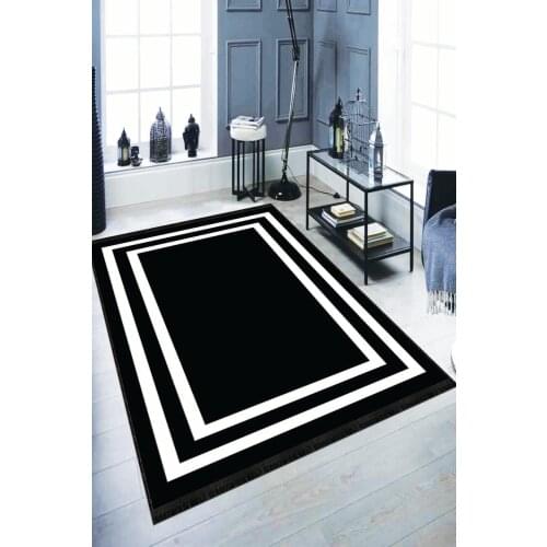 Beenda Washable Non-Slip Bottom Corridor Rug Black White Stripe