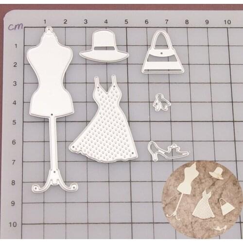 Womens Dress Bag Cap Set Metal Cutting Dies Stencils for Diy Scrapbooking Stamp/photo Album Decorative Embossing Paper Cards