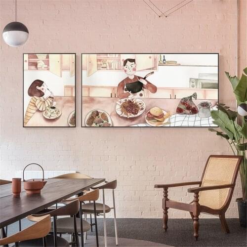 Abstract Cooking Food Wall Art Poster For Kitchen Decoration Family Life Women Men Canvas Painting Nordic Art Print Home Decor