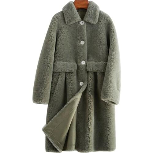 2020 New 2019 Sheep Shearing Overcoat Coat One Leather And Fur Loose Coat Long Fund