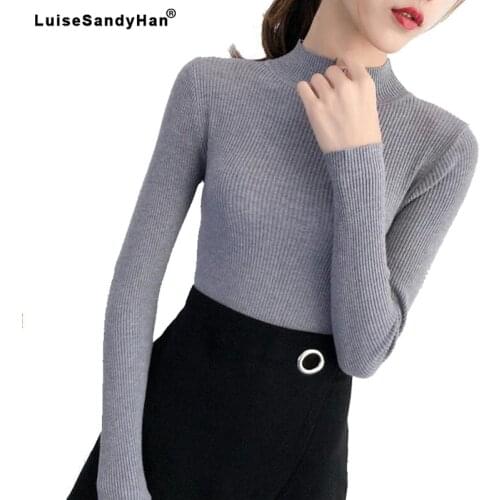 Autumn and winter 2020 new high collar pullover womens self-cultivation slim tight long-sleeved bottoming sweater