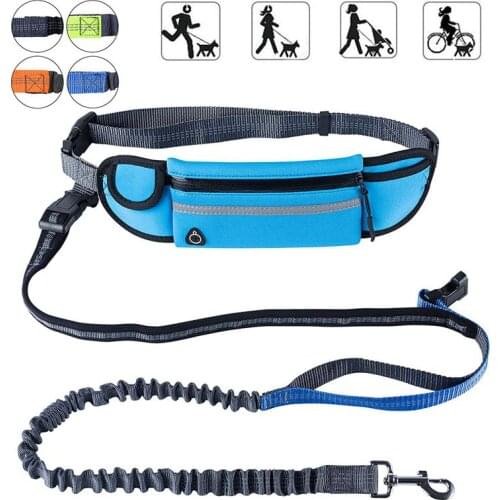 HOT-Hands Free Dog Running Leash with Waist Pocket Adjustable Belt Shock Absorbing Bungee Fits up to 45 inch Waist
