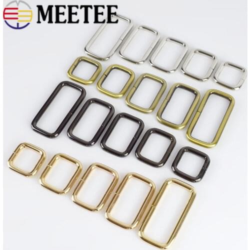 30pcs 13-50mm Meetee Rectangle Metal O D Ring Buckles for Webbing Belt Strap Shoes Dog Collar Adjust Buckle DIY Bags Accessories