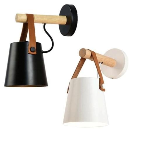 Modern minimalist wooden bedroom bed front lamp Nordic post-modern Macaron belt wall lamp For aisle stairway corridor