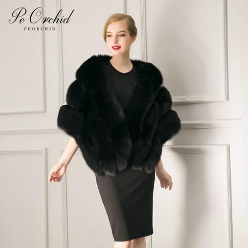 PEORCHID Wedding Faux Fur Wrap Bridal Jacket Black Winter Evening Shawl Manteau Mariage Femme Jacket Women Bolero De fiesta