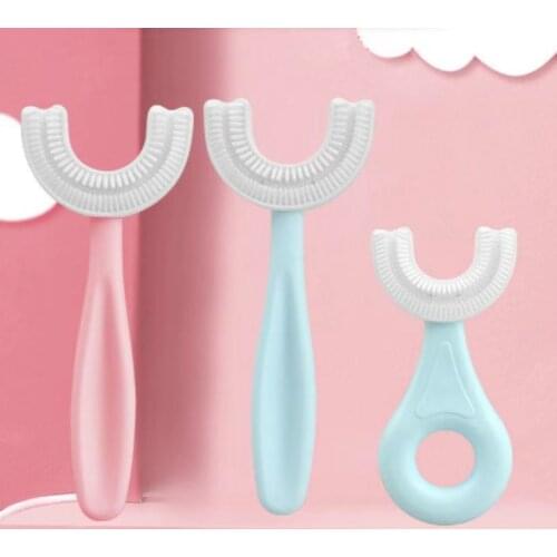 2-6-12 years old childrens U-shaped toothbrush soft bristles U-shaped brushing silicone bristles