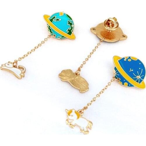 Universe Brooches Pins Astronaut Helmet Whale Robot X-men Planet Lightning Gesture Badge Lapel Pins Out Space Pins Collection